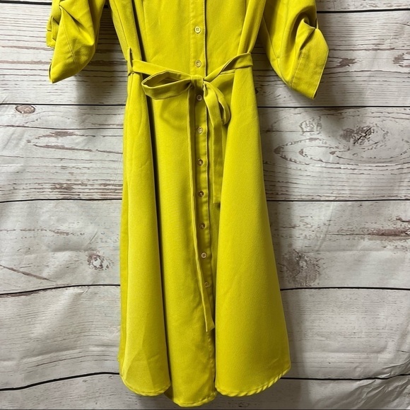 Sharagano Roll Tab Sleeve Tie Waist Shirtdress-Laurel Leaf Size 6 - Picture 4 of 8